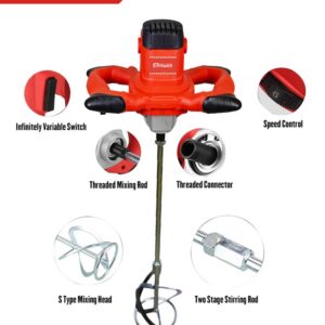 1200W Handheld Portable Concrete Mixer for Cement Grout Mortar Plaster